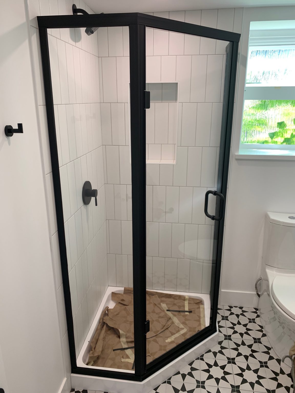 Matte Black Neo Angle Shower With Semi Frameless Door Valley West Glass   Mbl Neo 1152x1536 